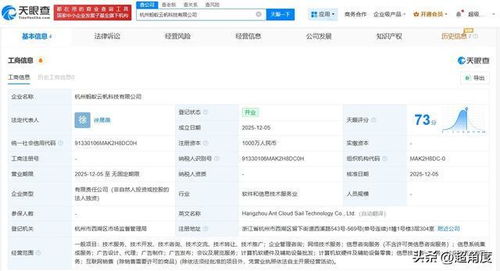 螞蟻集團新設杭州云帆科技，注冊資本千萬布局軟硬件批發(fā)